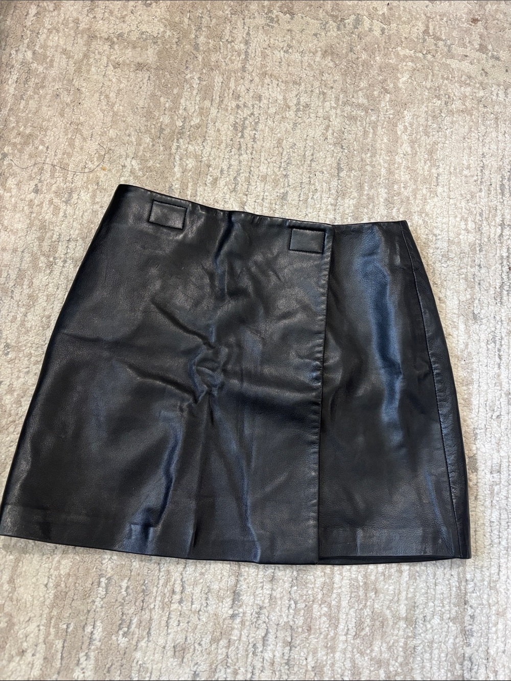 Hugo Buscati Black Faux Leather Panel Mini Skirt 100%leather